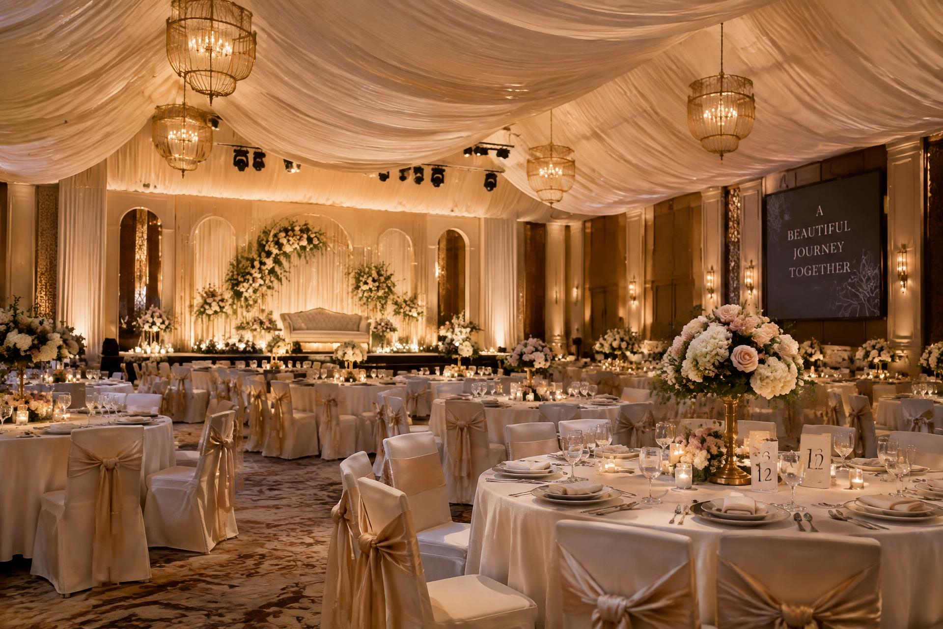 Dewan Rabbani Event Hall dihias untuk majlis perkahwinan